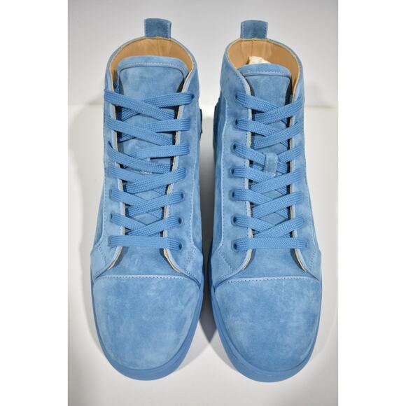 Christian Louboutin Mens Louis Orlato Flat Panorama Blue High Top Sneaker 45 12 - Picture 7 of 12